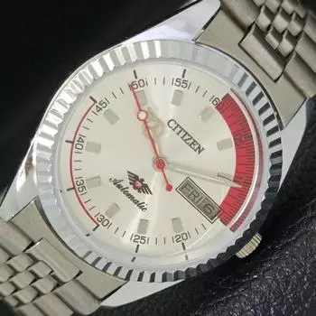 ВОССТАНОВЛЕННЫЕ АВТОМАТИЧЕСКИЕ ЧАСЫ CITIZEN 8200 JAPAN MENS СЕРЕБРЯНЫЙ ЦИФЕРБЛАТ a427277-2 QRL-a427277