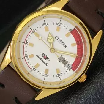 ВОССТАНОВЛЕННЫЕ АВТОМАТИЧЕСКИЕ МУЖСКИЕ ЧАСЫ CITIZEN 8200 JAPAN С БЕЛЫМ ЦИФЕРБЛАТОМ A431470-2 R107-a431470