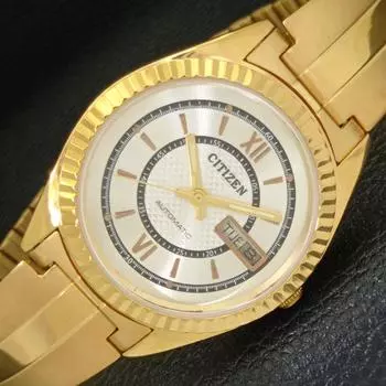 ВОССТАНОВЛЕННЫЕ АВТОМАТИЧЕСКИЕ МУЖСКИЕ ЧАСЫ CITIZEN JAPAN DAY&DATE СЕРЕБРЯНЫЙ ЦИФЕРБЛАТ a432632-2 R112-a432632