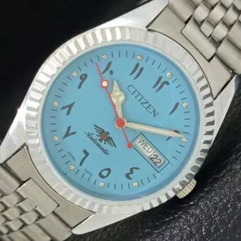 ВОССТАНОВЛЕННЫЕ АВТОМАТИЧЕСКИЕ МУЖСКИЕ ЧАСЫ CITIZEN JAPAN С БИРЮЗОВЫМ ЦИФЕРБЛАТОМ a427215-2 QRL-a427215