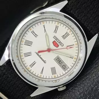 ВОССТАНОВЛЕННЫЕ АВТОМАТИЧЕСКИЕ МУЖСКИЕ ЧАСЫ SEIKO 5 JAPAN 7009A С БЕЛЫМ ЦИФЕРБЛАТОМ a427269-2 QRL-a427269
