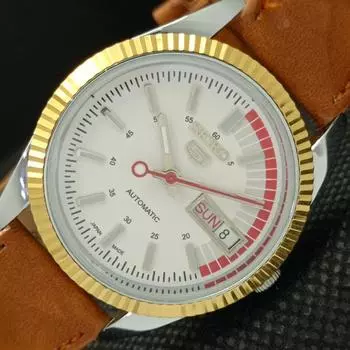 ВОССТАНОВЛЕННЫЕ ЧАСЫ SEIKO 5 AUTOMATIC JAPAN С БЕЛЫМ ЦИФЕРБЛАТОМ a425760-2 R1028-a425760