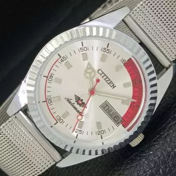 ВОССТАНОВЛЕННЫЕ JAPAN CITIZEN AUTOMATIC 8200 МУЖСКИЕ ЧАСЫ С СЕРЕБРИСТЫМ ЦИФЕРБЛАТОМ a427276-2 QRL-a427276