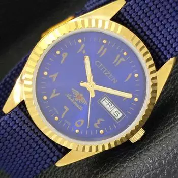 ВОССТАНОВЛЕННЫЕ JAPAN CITIZEN AUTOMATIC 8200 МУЖСКИЕ ЧАСЫ С АРАБСКИМ ЦИФЕРБЛАТОМ СИНЕГО ЦИФЕРБЛАТА a427234-2 QRL-a427234