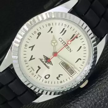 ВОССТАНОВЛЕННЫЕ JAPAN CITIZEN AUTOMATIC 8200 МУЖСКИЕ ЧАСЫ С АРАБСКИМ СЕРЕБРЯНЫМ ЦИФЕРБЛАТОМ a427331-2 QRL-a427331