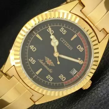 ВОССТАНОВЛЕННЫЕ JAPAN CITIZEN AUTOMATIC 8200 МУЖСКИЕ ЧАСЫ С ЧЕРНЫМ ЦИФЕРБЛАТОМ И ДАТОЙ a432618-2 R112-a432618