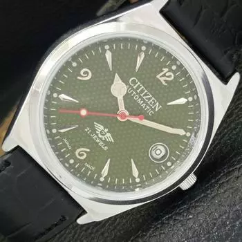 ВОССТАНОВЛЕННЫЕ JAPAN CITIZEN AUTOMATIC 8200 МУЖСКИЕ ЧАСЫ С ЦИФЕРБЛАТОМ ЗЕЛЕНОГО ЦВЕТА A432355-2 R111-a432355