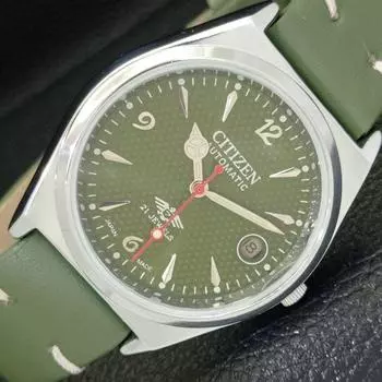 ВОССТАНОВЛЕННЫЕ JAPAN CITIZEN AUTOMATIC 8200 МУЖСКИЕ ЧАСЫ С ЦИФЕРБЛАТОМ ЗЕЛЕНОГО ЦВЕТА A432365-2 R111-a432365