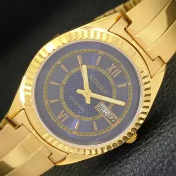 ВОССТАНОВЛЕННЫЕ JAPAN CITIZEN AUTOMATIC 8200 МУЖСКИЕ ЧАСЫ DAY&DATE СИНИЙ ЦИФЕРБЛАТ a432638-2 R112-a432638