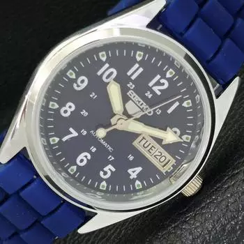 ВОССТАНОВЛЕННЫЕ JAPAN SEIKO 5 AUTOMATIC 6309A МУЖСКИЕ ЧАСЫ С СИНИМ ЦИФЕРБЛАТОМ a427314-2 QRL-a427314