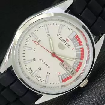 ВОССТАНОВЛЕННЫЕ JAPAN SEIKO 5 AUTOMATIC 6309A МУЖСКИЕ ЧАСЫ С БЕЛЫМ ЦИФЕРБЛАТОМ a427322-2 QRL-a427322