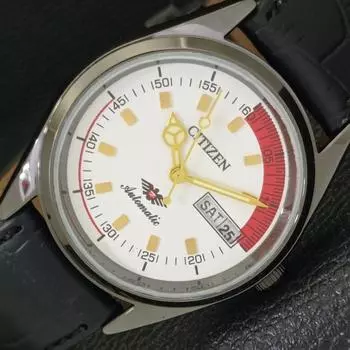 ВОССТАНОВЛЕННЫЕ МУЖСКИЕ ЧАСЫ CITIZEN AUTOMATIC 80 JAPAN DAY&DATE С БЕЛЫМ ЦИФЕРБЛАТОМ a432224-2 R110-a432224