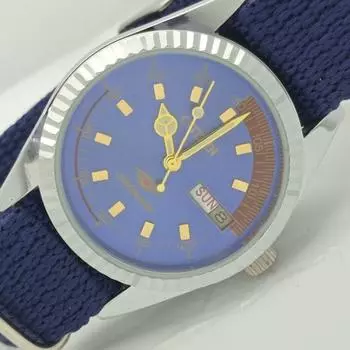 ВОССТАНОВЛЕННЫЕ МУЖСКИЕ ЧАСЫ CITIZEN AUTOMATIC 8200 JAPAN С СИНИМ ЦИФЕРБЛАТОМ 009-a413245-2 Sku009-a413245