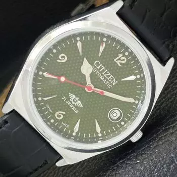 ВОССТАНОВЛЕННЫЕ МУЖСКИЕ ЧАСЫ CITIZEN AUTOMATIC 8200 JAPAN ЗЕЛЕНОГО ЦВЕТА С ЦИФЕРБЛАТОМ A432357-2 R111-a432357