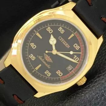 ВОССТАНОВЛЕННЫЕ МУЖСКИЕ ЧАСЫ CITIZEN AUTOMATIC 8200 JAPAN DATE С ЧЕРНЫМ ЦИФЕРБЛАТОМ a432624-2 R112-a432624