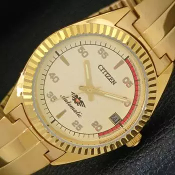 ВОССТАНОВЛЕННЫЕ МУЖСКИЕ ЧАСЫ CITIZEN AUTOMATIC 8200 JAPAN DATE GOLDEN DIAL a432615-2 R112-a432615