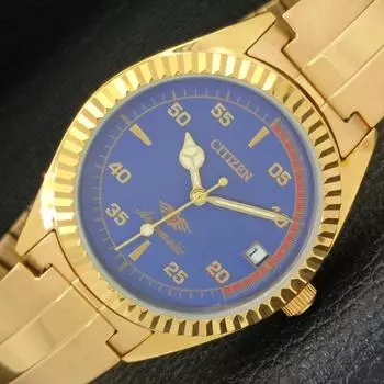 ВОССТАНОВЛЕННЫЕ МУЖСКИЕ ЧАСЫ CITIZEN AUTOMATIC 8200 JAPAN DATE BLUE DIAL a432619-2 R112-a432619