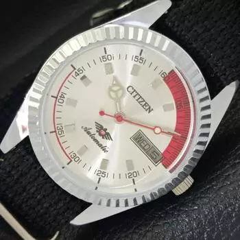 ВОССТАНОВЛЕННЫЕ МУЖСКИЕ ЧАСЫ CITIZEN AUTOMATIC 8200 JAPAN СЕРЕБРЯНЫЙ ЦИФЕРБЛАТ a427275-2 QRL-a427275