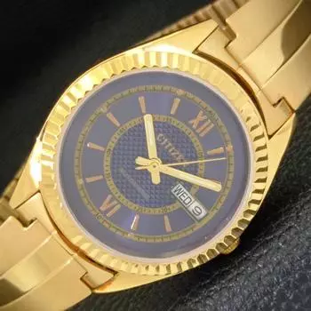 ВОССТАНОВЛЕННЫЕ МУЖСКИЕ ЧАСЫ CITIZEN AUTOMATIC 8200 JAPAN DAY&DATE СИНИЙ ЦИФЕРБЛАТ a432639-2 R112-a432639