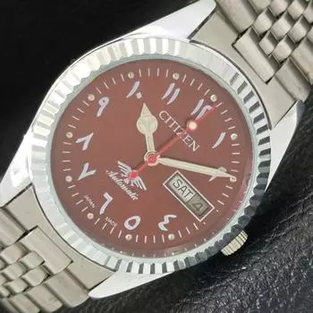 ВОССТАНОВЛЕННЫЕ МУЖСКИЕ ЧАСЫ CITIZEN AUTOMATIC 8200 JAPAN ARABIC КРАСНЫЙ ЦИФЕРБЛАТ a427219-2 QRL-a427219