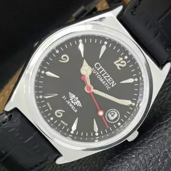 ВОССТАНОВЛЕННЫЕ МУЖСКИЕ ЧАСЫ CITIZEN AUTOMATIC 8200 JAPAN С ЧЕРНЫМ ЦИФЕРБЛАТОМ A432336-2 R111-a432336