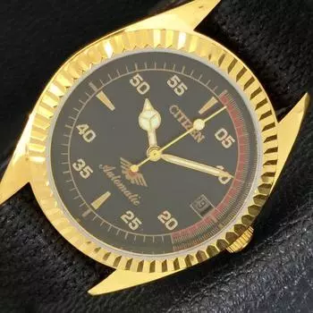 ВОССТАНОВЛЕННЫЕ МУЖСКИЕ ЧАСЫ CITIZEN AUTOMATIC 8200 JAPAN DATE С ЧЕРНЫМ ЦИФЕРБЛАТОМ a432226-2 R110-a432226