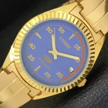 ВОССТАНОВЛЕННЫЕ МУЖСКИЕ ЧАСЫ CITIZEN AUTOMATIC 8200 JAPAN DATE BLUE DIAL a432604-2 R112-a432604