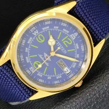 ВОССТАНОВЛЕННЫЕ МУЖСКИЕ ЧАСЫ CITIZEN AUTOMATIC 8200 JAPAN DAY&DATE СИНИЙ ЦИФЕРБЛАТ A431449-2 R107-a431449