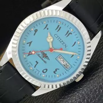 ВОССТАНОВЛЕННЫЕ МУЖСКИЕ ЧАСЫ CITIZEN AUTOMATIC JAPAN С БИРЮЗОВЫМ ЦИФЕРБЛАТОМ a427213-2 QRL-a427213