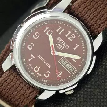 ВОССТАНОВЛЕННЫЕ МУЖСКИЕ ЧАСЫ SEIKO 5 AUTOMATIC JAPAN DAY/DATE RED a310201-2 Sku588a-a310201
