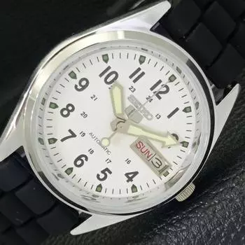 ВОССТАНОВЛЕННЫЕ МУЖСКИЕ ЧАСЫ SEIKO 5 AUTOMATIC JAPAN 6309A С БЕЛЫМ ЦИФЕРБЛАТОМ a427311-2 QRL-a427311