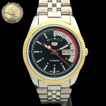 ВОССТАНОВЛЕННЫЕ МУЖСКИЕ ЧАСЫ SEIKO 5 AUTOMATIC JAPAN С ПРОЗРАЧНОЙ ЗАДНЕЙ КРЫШКОЙ 575a-a304856-9 SKU575a-a304856