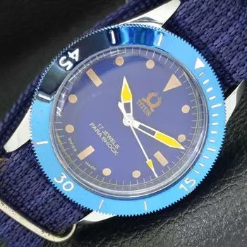 ВОССТАНОВЛЕННЫЕ МУЖСКИЕ ЧАСЫ TITUS SWISS 40 ММ С ПОВОРОТНЫМ БЕЗЕЛЕМ И СИНИМ ЦИФЕРБЛАТОМ a432719-2 R113-a432719