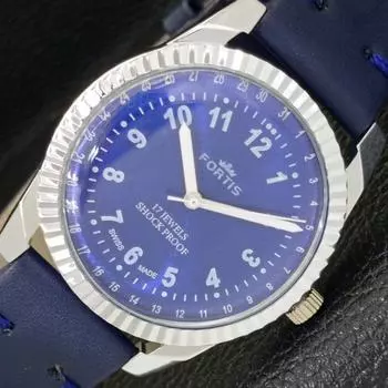 ВОССТАНОВЛЕННЫЕ МУЖСКИЕ ШВЕЙЦАРСКИЕ ЧАСЫ С РУЧНЫМ ЗАВОДОМ, ЦИФЕРБЛАТ СИНЕГО ЦВЕТА a431685-2 R108-a431685