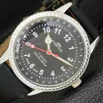 ВОССТАНОВЛЕННЫЕ МУЖСКИЕ ШВЕЙЦАРСКИЕ ЧАСЫ С РУЧНЫМ ЗАВОДОМ, ЦИФЕРБЛАТ ЧЕРНОГО ЦВЕТА a431723-2 R108-a431723