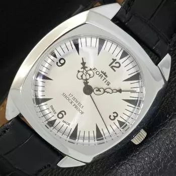 ВОССТАНОВЛЕННЫЕ МУЖСКИЕ ШВЕЙЦАРСКИЕ ЧАСЫ С РУЧНЫМ ЗАВОДОМ, ЦИФЕРБЛАТ СЕРЕБРИСТОГО ЦВЕТА a431807-2 R108-a431807