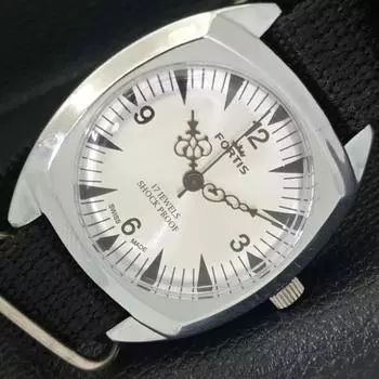 ВОССТАНОВЛЕННЫЕ МУЖСКИЕ ШВЕЙЦАРСКИЕ ЧАСЫ С РУЧНЫМ ЗАВОДОМ, ЦИФЕРБЛАТ СЕРЕБРИСТОГО ЦВЕТА a431819-2 R108-a431819