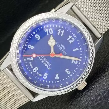 ВОССТАНОВЛЕННЫЕ МУЖСКИЕ ШВЕЙЦАРСКИЕ ЧАСЫ С РУЧНЫМ ЗАВОДОМ, ЦИФЕРБЛАТ СИНЕГО ЦВЕТА a431678-2 R108-a431678