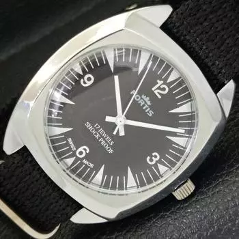 ВОССТАНОВЛЕННЫЕ МУЖСКИЕ ШВЕЙЦАРСКИЕ ЧАСЫ С РУЧНЫМ ЗАВОДОМ, ЦИФЕРБЛАТ ЧЕРНОГО ЦВЕТА a431781-2 R108-a431781