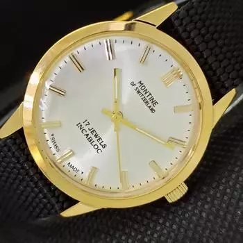 ВОССТАНОВЛЕННЫЕ ПОЗОЛОЧЕННЫЕ ВИНТАЖНЫЕ ШВЕЙЦАРСКИЕ МУЖСКИЕ ЧАСЫ MONTINE 17J WINDING a285408-2 MontineQ-a285408