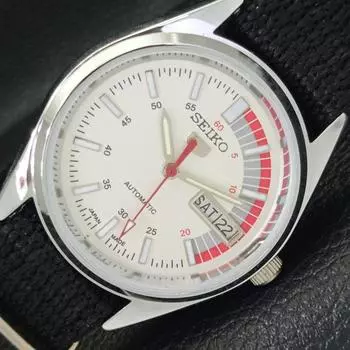 ВОССТАНОВЛЕННЫЕ SEIKO 5 6309A АВТОМАТИЧЕСКИЕ ЯПОНСКИЕ МУЖСКИЕ ЧАСЫ С БЕЛЫМ ЦИФЕРБЛАТОМ a427321-2 QRL-a427321