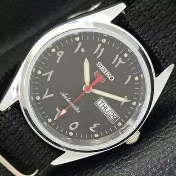 ВОССТАНОВЛЕННЫЕ SEIKO 5 AUTOMATIC 6309A ЯПОНИЯ МУЖСКИЕ ЧАСЫ С АРАБСКИМ ЧЕРНЫМ ЦИФЕРБЛАТОМ a427341-2 QRL-a427341