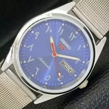 ВОССТАНОВЛЕННЫЕ SEIKO 5 AUTOMATIC 6309A ЯПОНИЯ МУЖСКИЕ ЧАСЫ С АРАБСКИМ СИНИМ ЦИФЕРБЛАТОМ a427355-2 QRL-a427355