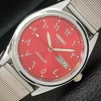 ВОССТАНОВЛЕННЫЕ SEIKO 5 AUTOMATIC 6309A ЯПОНИЯ МУЖСКИЕ ЧАСЫ АРАБСКИЙ КРАСНЫЙ ЦИФЕРБЛАТ a427352-2 QRL-a427352