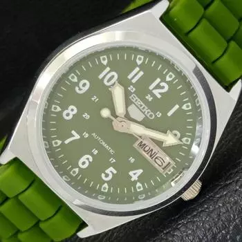 ВОССТАНОВЛЕННЫЕ SEIKO 5 AUTOMATIC 6309A ЯПОНИЯ МУЖСКИЕ ЧАСЫ С ЗЕЛЕНЫМ ЦИФЕРБЛАТОМ a427299-2 QRL-a427299