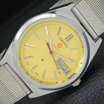 ВОССТАНОВЛЕННЫЕ SEIKO EXPO 70 AUTOMATIC 6309A ЯПОНИЯ МУЖСКИЕ ЧАСЫ С ЖЕЛТЫМ ЦИФЕРБЛАТОМ a427268-2 QRL-a427268