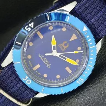 ВОССТАНОВЛЕННЫЕ ШВЕЙЦАРСКИЕ 40-ММ МУЖСКИЕ ЧАСЫ TITUS С ПОВОРОТНЫМ БЕЗЕЛЕМ И СИНИМ ЦИФЕРБЛАТОМ a432718-2 R113-a432718