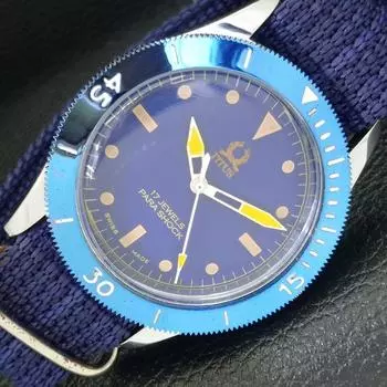 ВОССТАНОВЛЕННЫЕ ШВЕЙЦАРСКИЕ 40-ММ МУЖСКИЕ ЧАСЫ TITUS С ПОВОРОТНЫМ БЕЗЕЛЕМ И СИНИМ ЦИФЕРБЛАТОМ a432723-2 R113-a432723