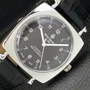 ВОССТАНОВЛЕННЫЕ ШВЕЙЦАРСКИЕ МУЖСКИЕ ЧАСЫ HENRI SANDOZ & FILS С ЧЕРНЫМ ЦИФЕРБЛАТОМ a431866-2 R108-a431866