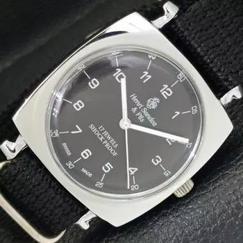 ВОССТАНОВЛЕННЫЕ ШВЕЙЦАРСКИЕ МУЖСКИЕ ЧАСЫ HENRI SANDOZ & FILS С ЧЕРНЫМ ЦИФЕРБЛАТОМ a431858-2 R108-a431858